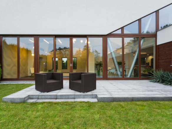 villa patio with rattan chairs